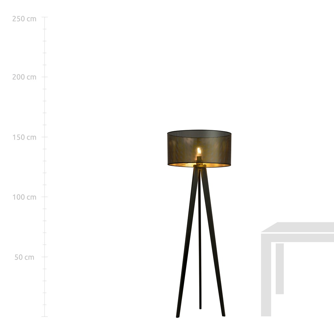 Emibig Podna lampa ASTON 230V 15W MAX LED E27 Čelik/ Tkanina Crna - Slika 7