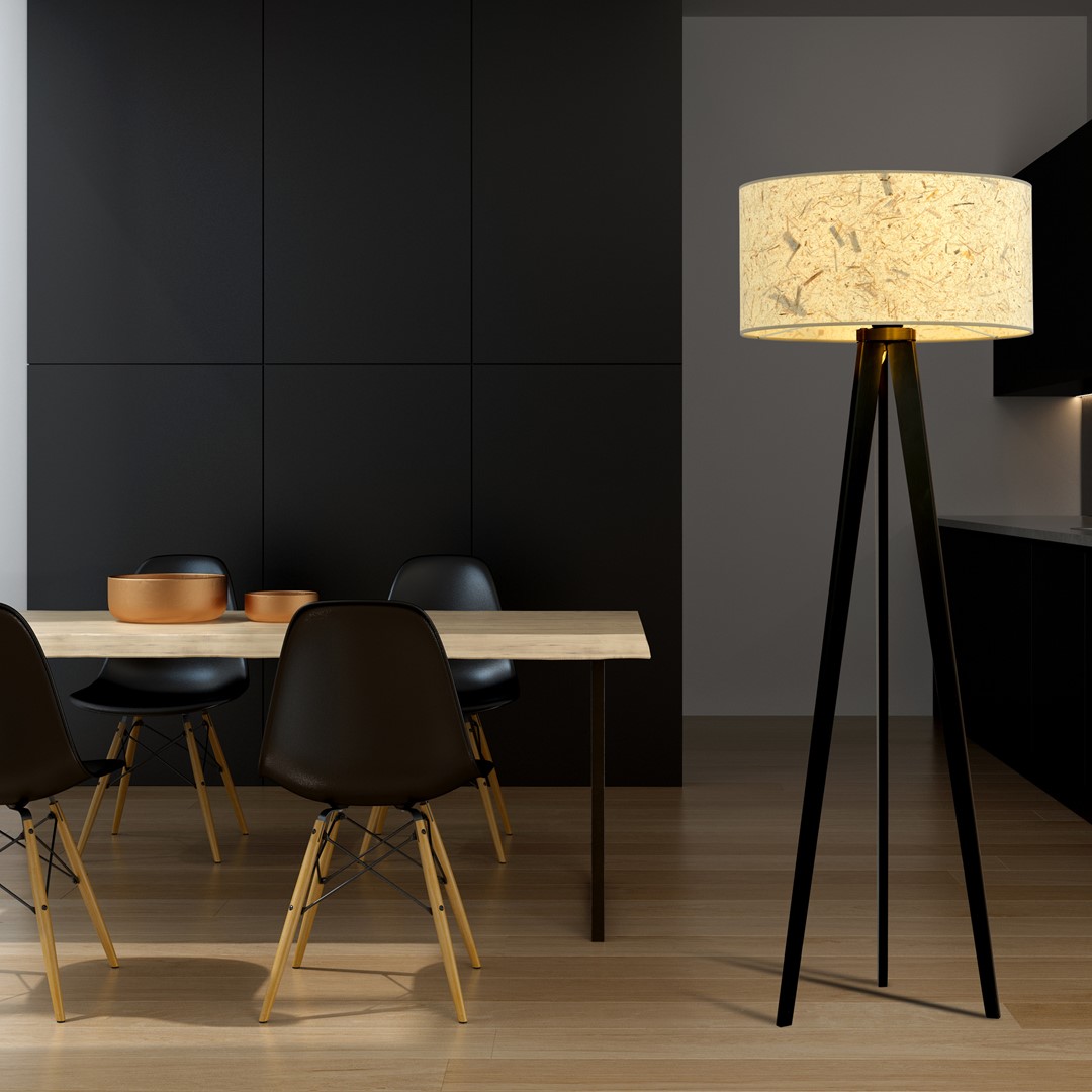 Emibig Podna lampa ASTON 230V 15W MAX LED E27 Čelik/ Tkanina Crna - Slika 4
