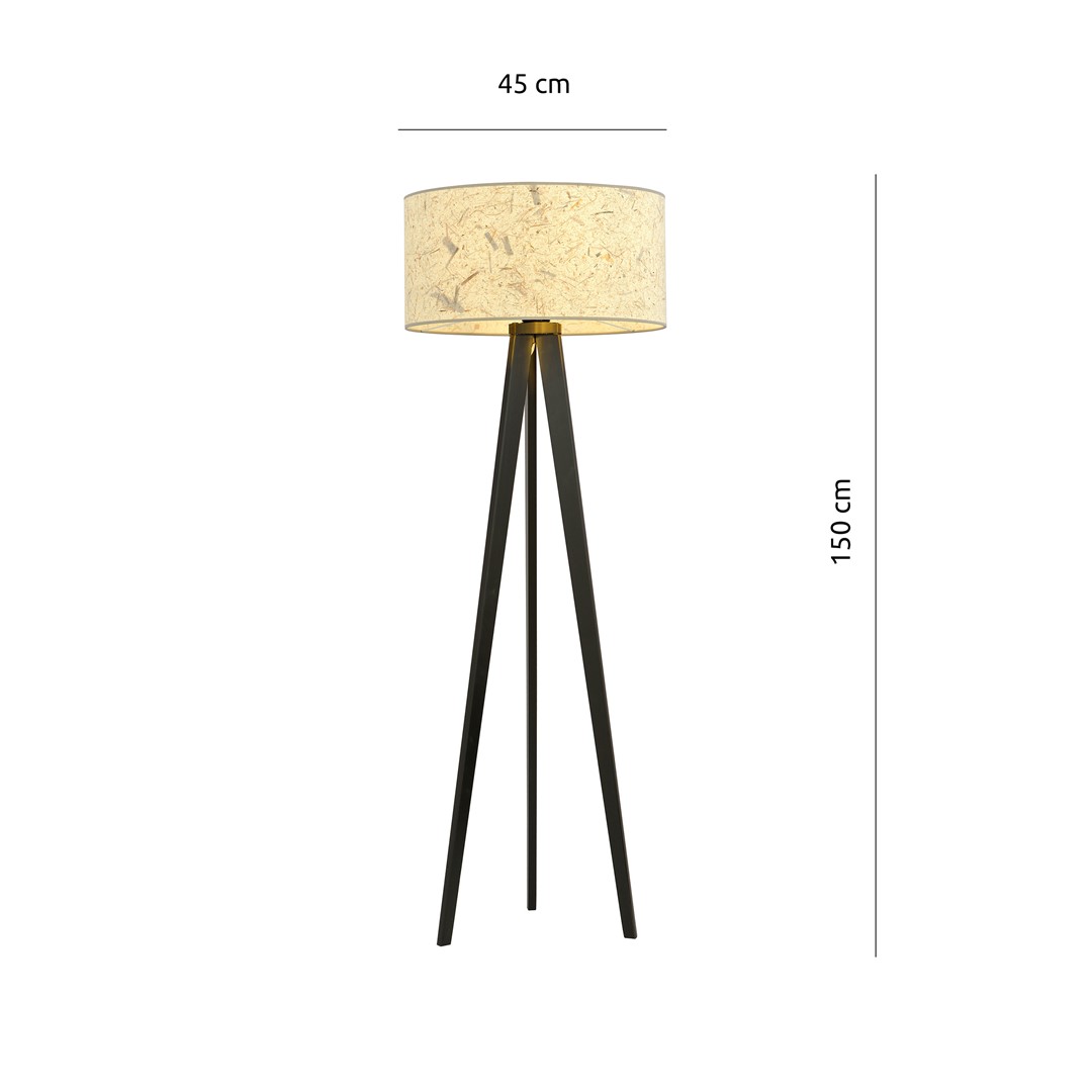 Emibig Podna lampa ASTON 230V 15W MAX LED E27 Čelik/ Tkanina Crna - Slika 6