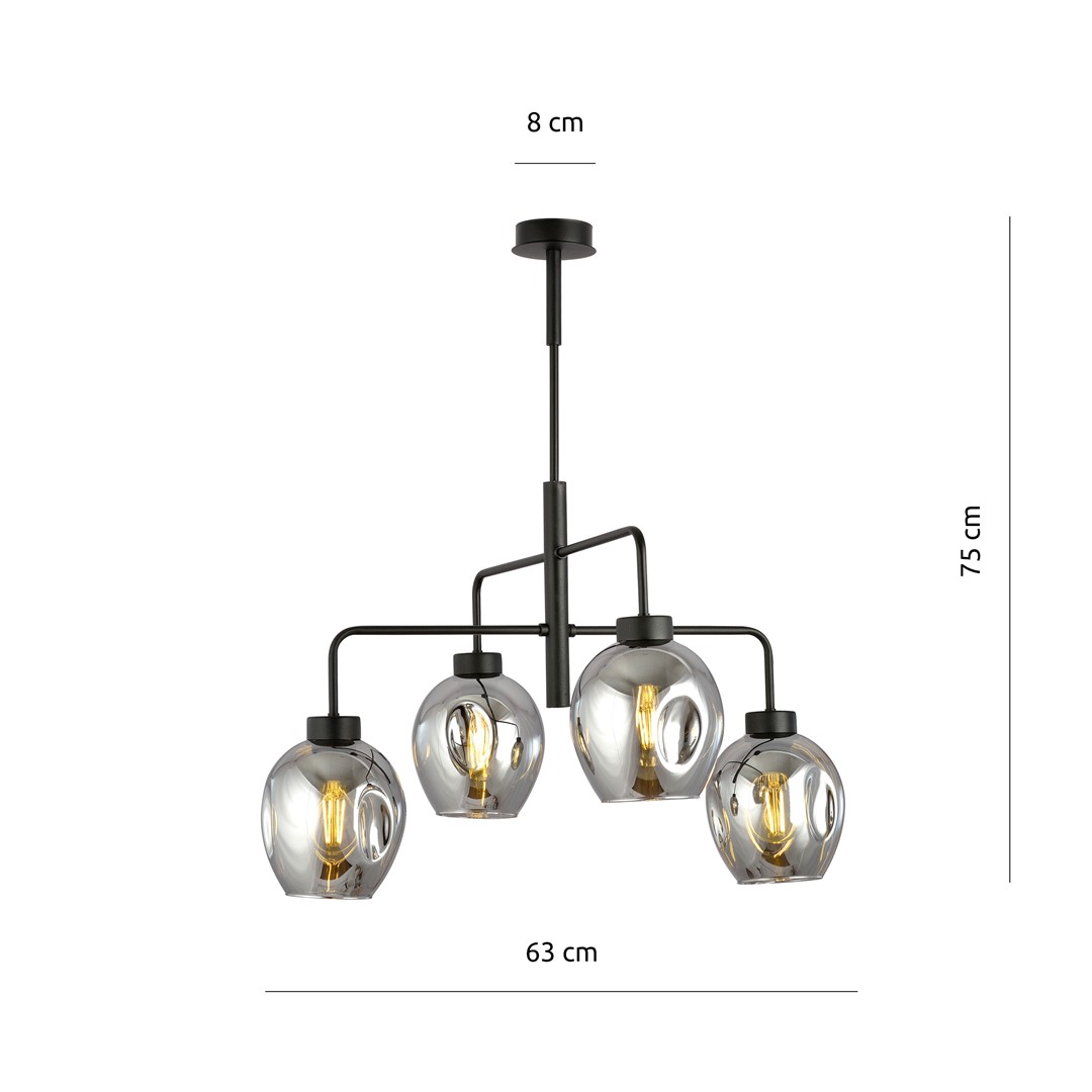 Emibig Visilica LUKKA 230V 15W MAX LED E27 Čelik/ Staklo Crna - Slika 7