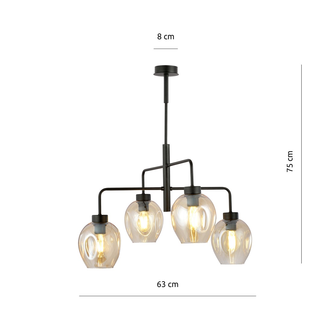 Emibig Visilica LUKKA 230V 15W MAX LED E27 Čelik/ Staklo Crna - Slika 7