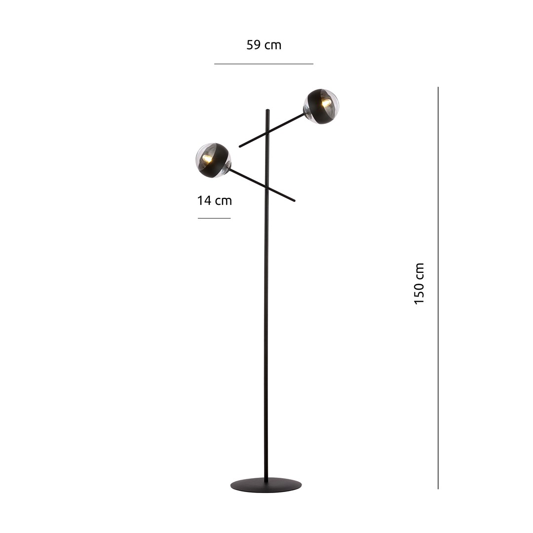 Emibig Podna lampa LINEAR 230V 10W MAX LED E14 Čelik/ Staklo Crna - Slika 4