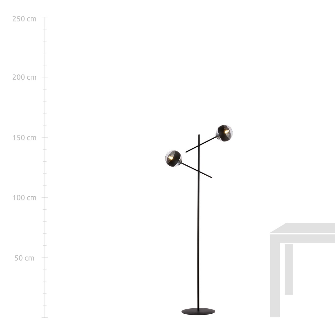 Emibig Podna lampa LINEAR 230V 10W MAX LED E14 Čelik/ Staklo Crna - Slika 5