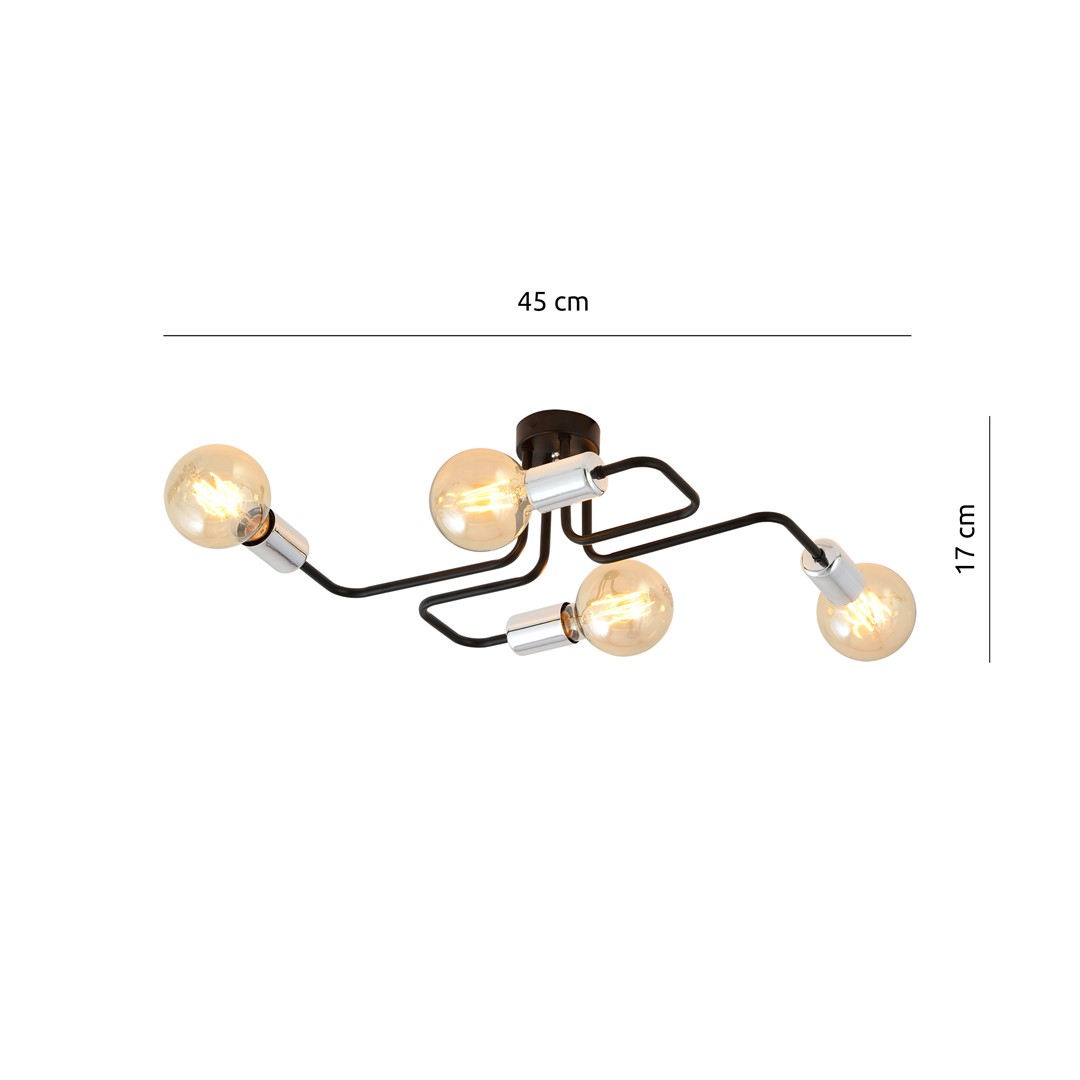 Emibig Stropna svjetiljka VEKEN 230V 15W MAX LED E27 Čelik Crna/ Srebrna - Slika 4