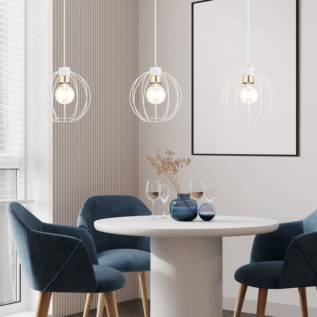 Emibig Visilica GINO 230V 15W MAX LED E27 Čelik Bijela/ Zlatna - Slika 3