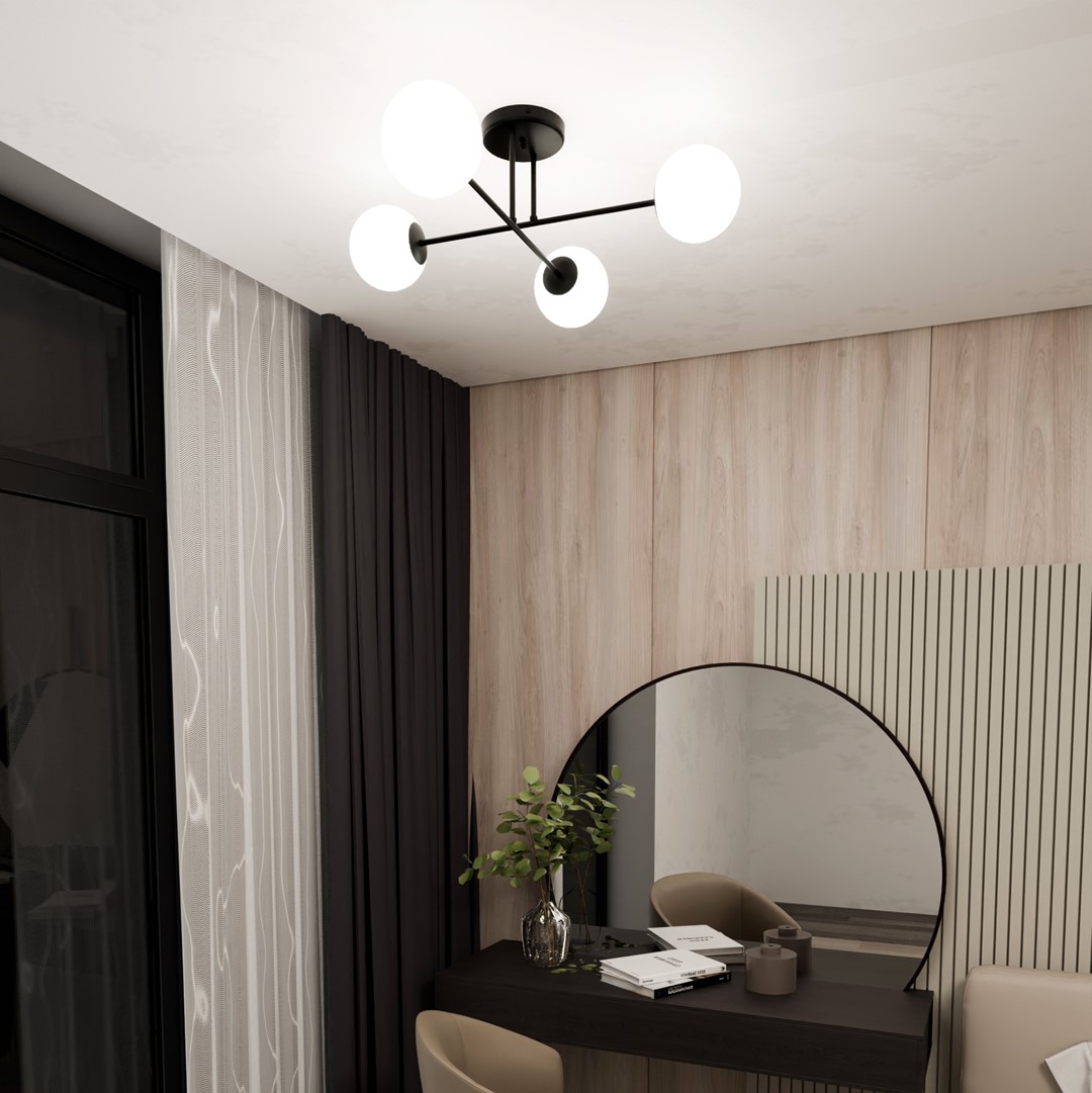 Emibig Stropna svjetiljka ROMA 230V 10W MAX LED E14 Čelik/ Staklo Crna - Slika 4