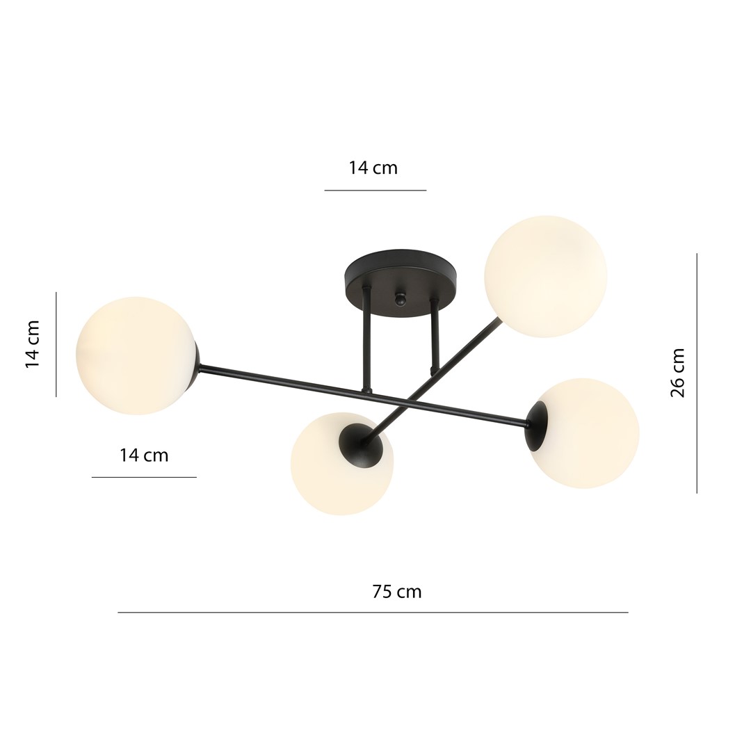 Emibig Stropna svjetiljka ROMA 230V 10W MAX LED E14 Čelik/ Staklo Crna - Slika 6