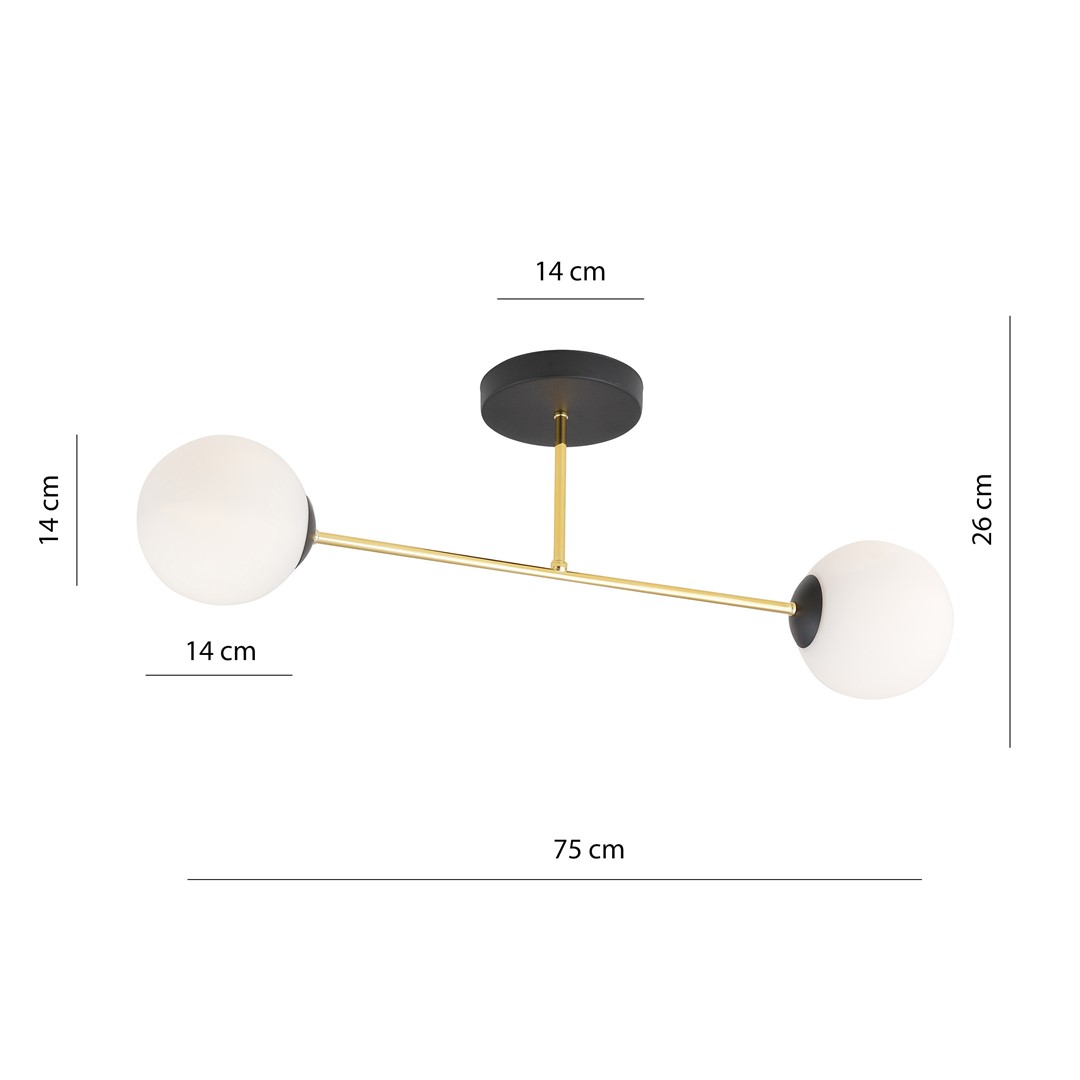 Emibig Stropna svjetiljka MAGNUM 230V 10W MAX LED E14 Čelik/ Staklo Crna/ Zlatna - Slika 6