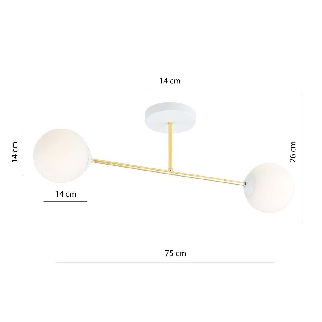 Emibig Stropna svjetiljka MAGNUM 230V 10W MAX LED E14 Čelik/ Staklo Bijela/ Zlatna - Slika 3