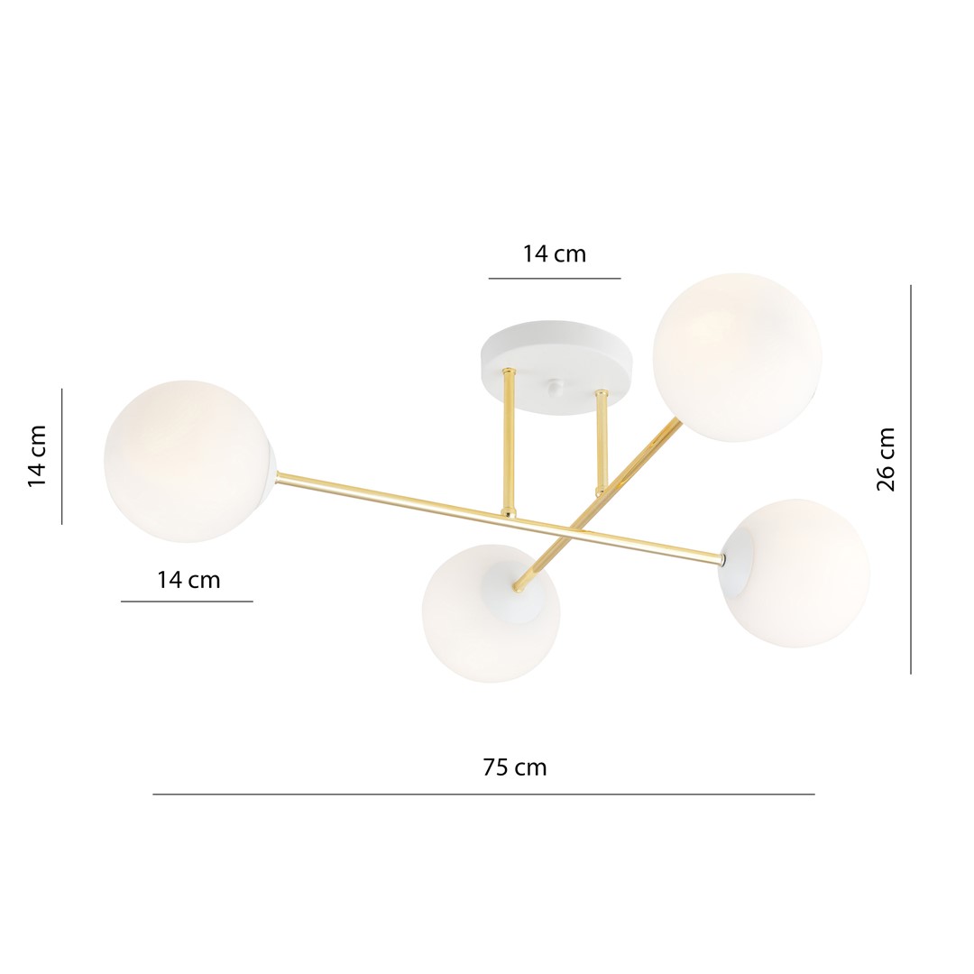 Emibig Stropna svjetiljka MAGNUM 230V 10W MAX LED E14 Čelik/ Staklo Bijela/ Zlatna - Slika 6