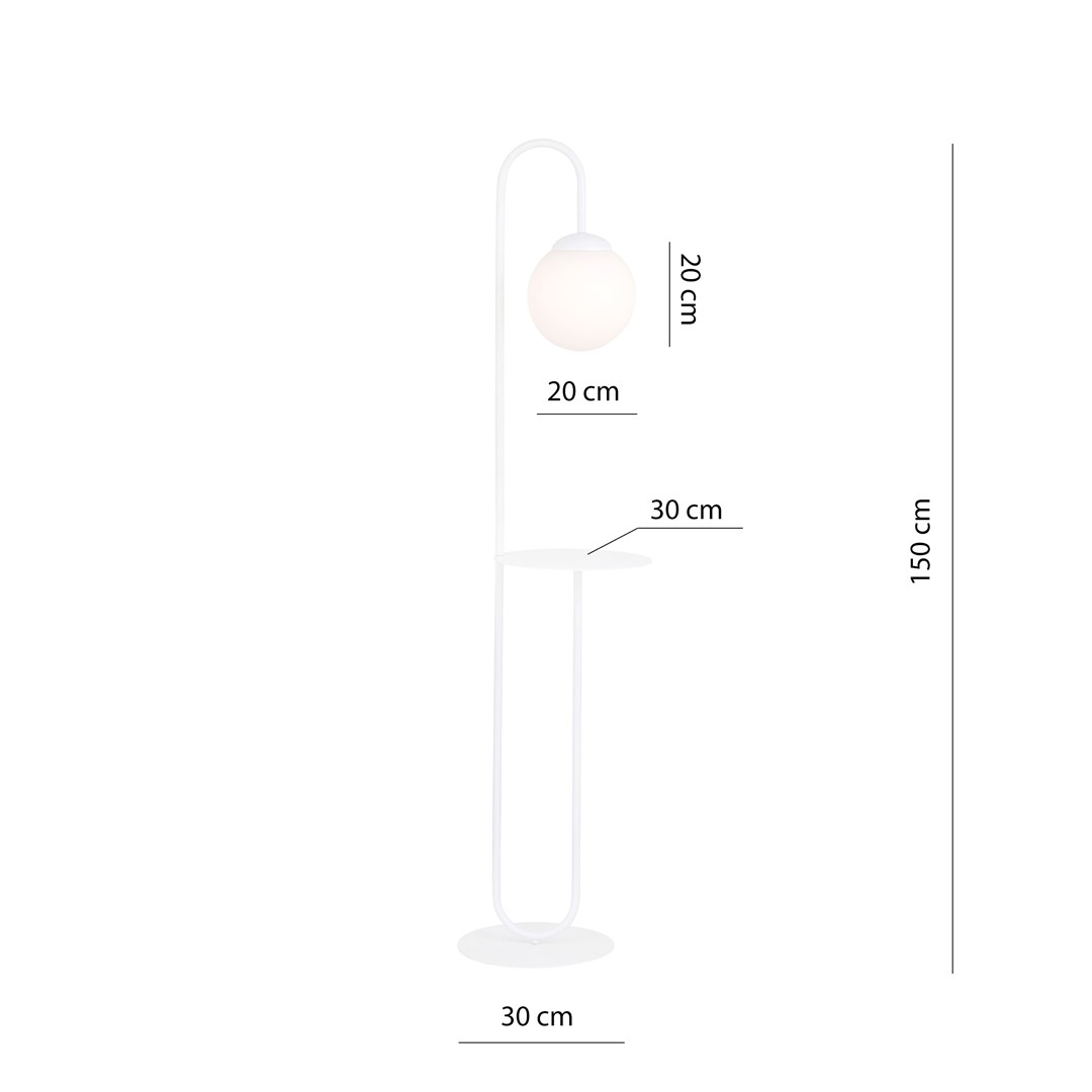 Emibig Podna lampa BARI 230V 10W MAX LED E14 Čelik/ Staklo Bijela - Slika 4