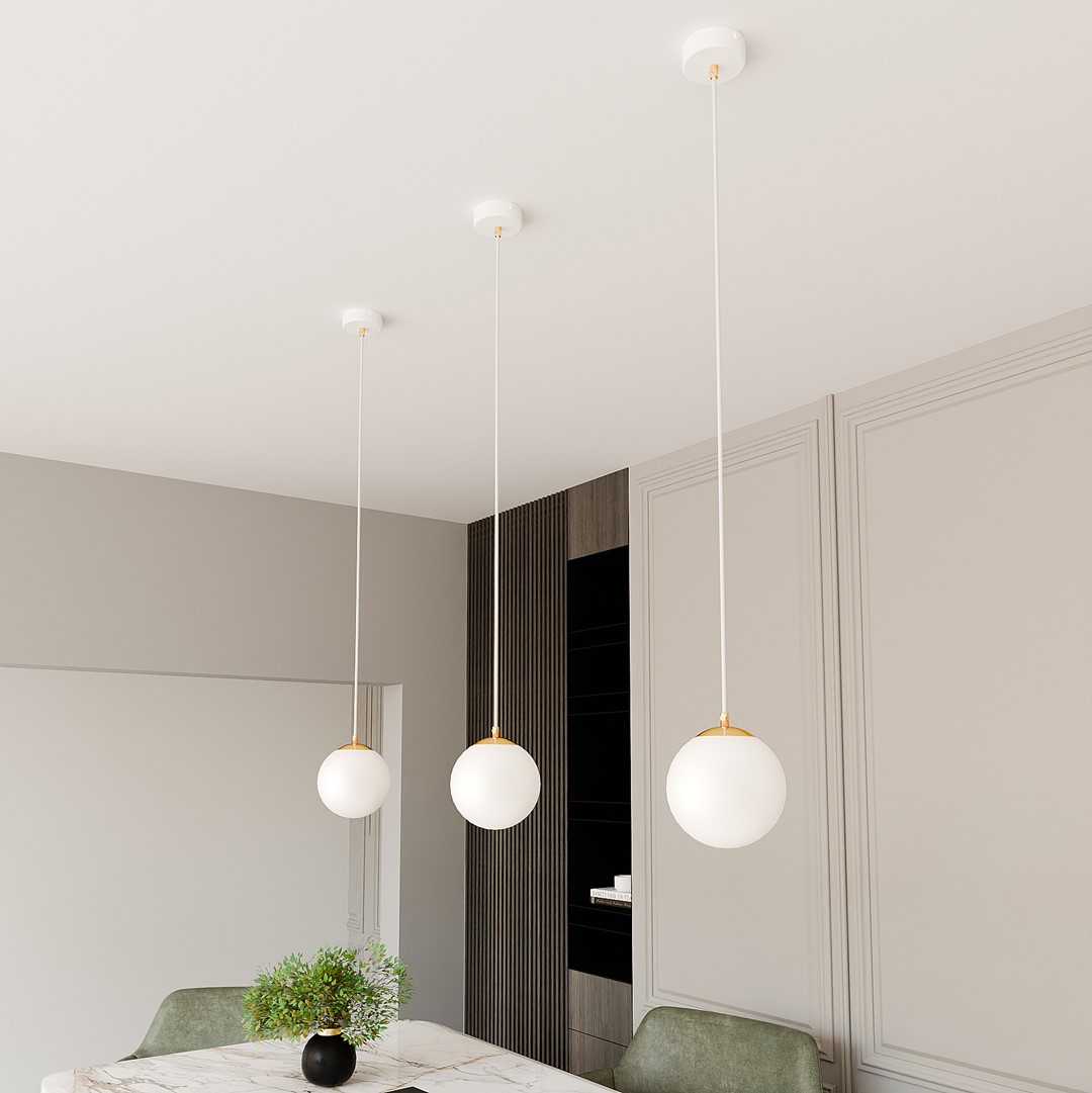 Emibig Visilica ROYAL 230V 10W MAX LED E14 Čelik/ Staklo Bijela/ Zlatna - Slika 4