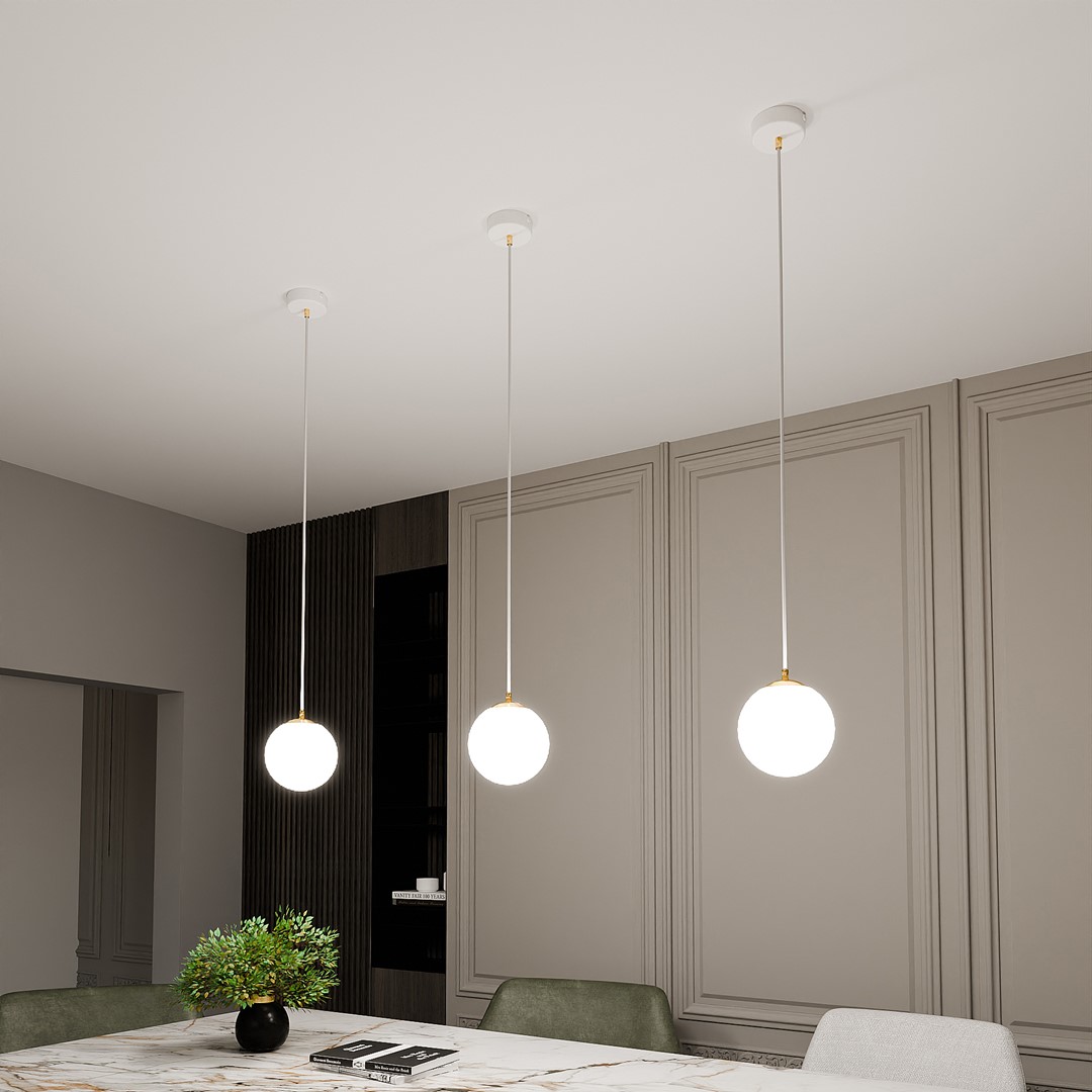 Emibig Visilica ROYAL 230V 10W MAX LED E14 Čelik/ Staklo Bijela/ Zlatna - Slika 5