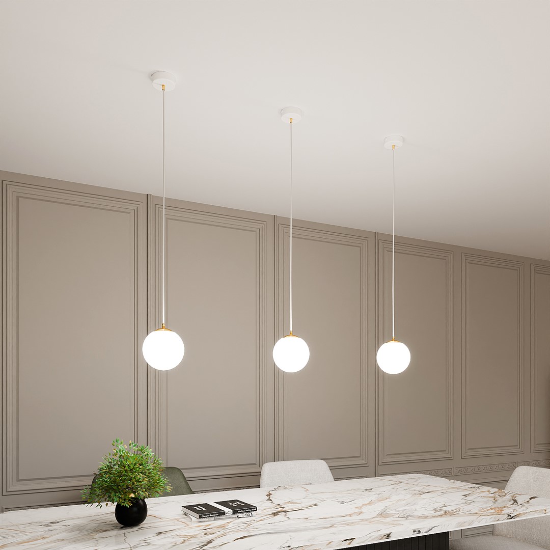 Emibig Visilica ROYAL 230V 10W MAX LED E14 Čelik/ Staklo Bijela/ Zlatna - Slika 6