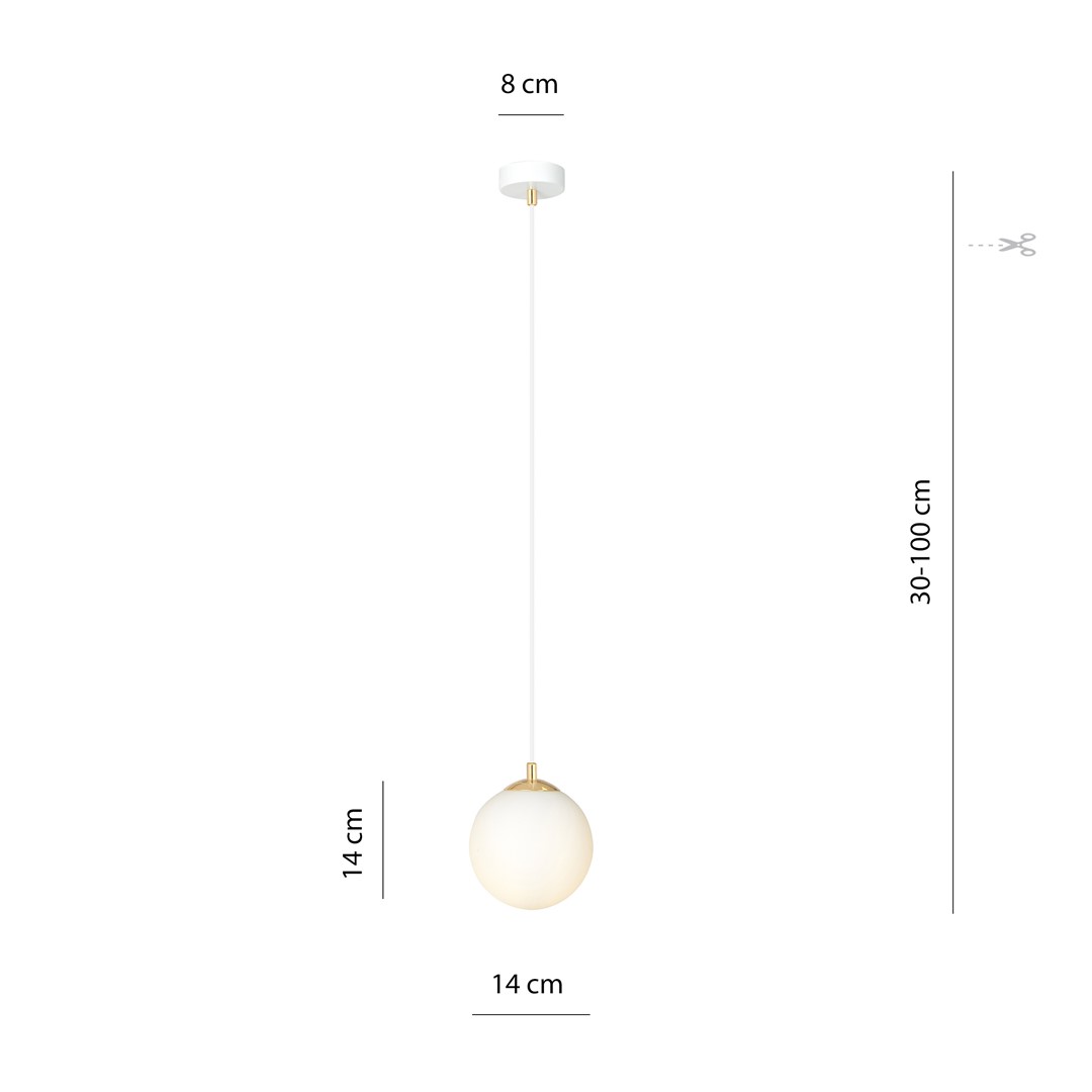 Emibig Visilica ROYAL 230V 10W MAX LED E14 Čelik/ Staklo Bijela/ Zlatna - Slika 7