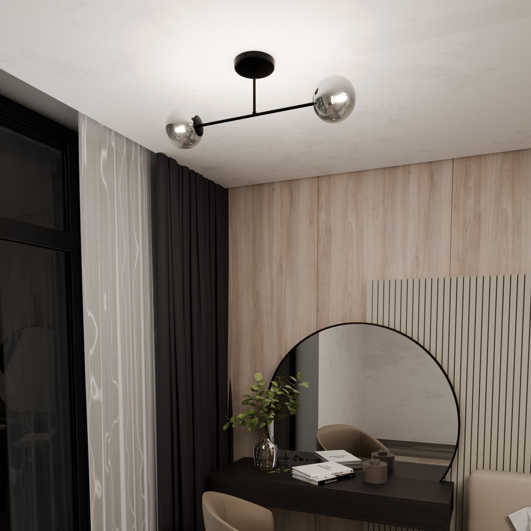 Emibig Stropna svjetiljka ROMA 230V 10W MAX LED E14 Čelik/ Staklo Crna - Slika 4