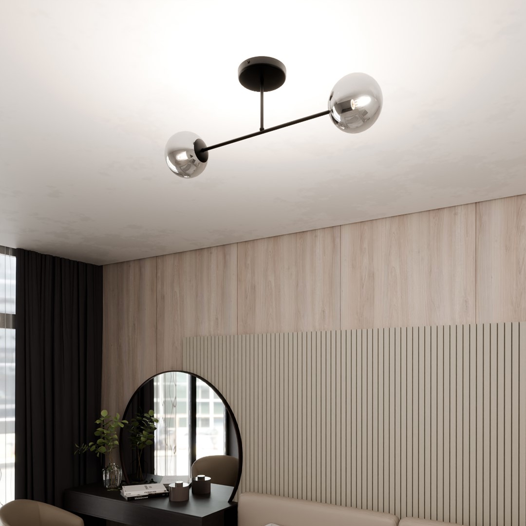 Emibig Stropna svjetiljka ROMA 230V 10W MAX LED E14 Čelik/ Staklo Crna - Slika 5