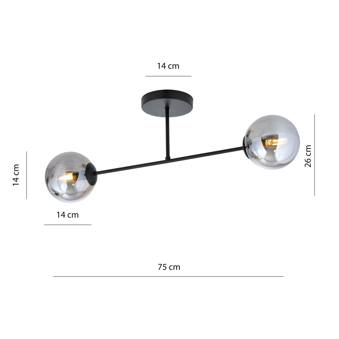 Emibig Stropna svjetiljka ROMA 230V 10W MAX LED E14 Čelik/ Staklo Crna - Slika 6