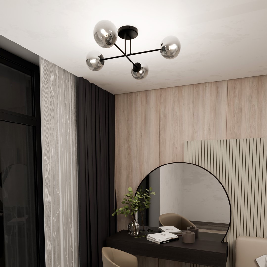 Emibig Stropna svjetiljka ROMA 230V 10W MAX LED E14 Čelik/ Staklo Crna - Slika 4