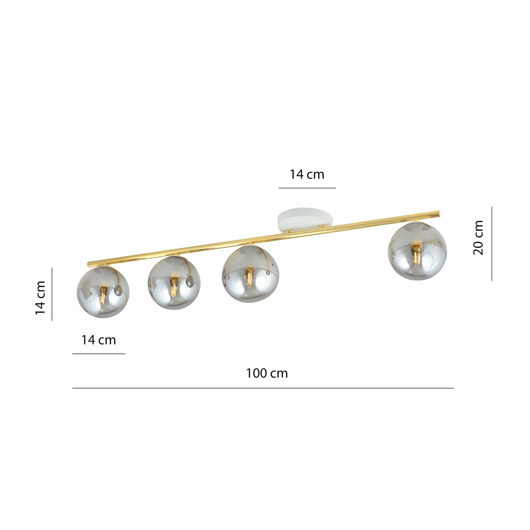 Emibig Stropna svjetiljka MONZA 230V 10W MAX LED E14 Čelik/ Staklo Bijela/ Zlatna - Slika 5