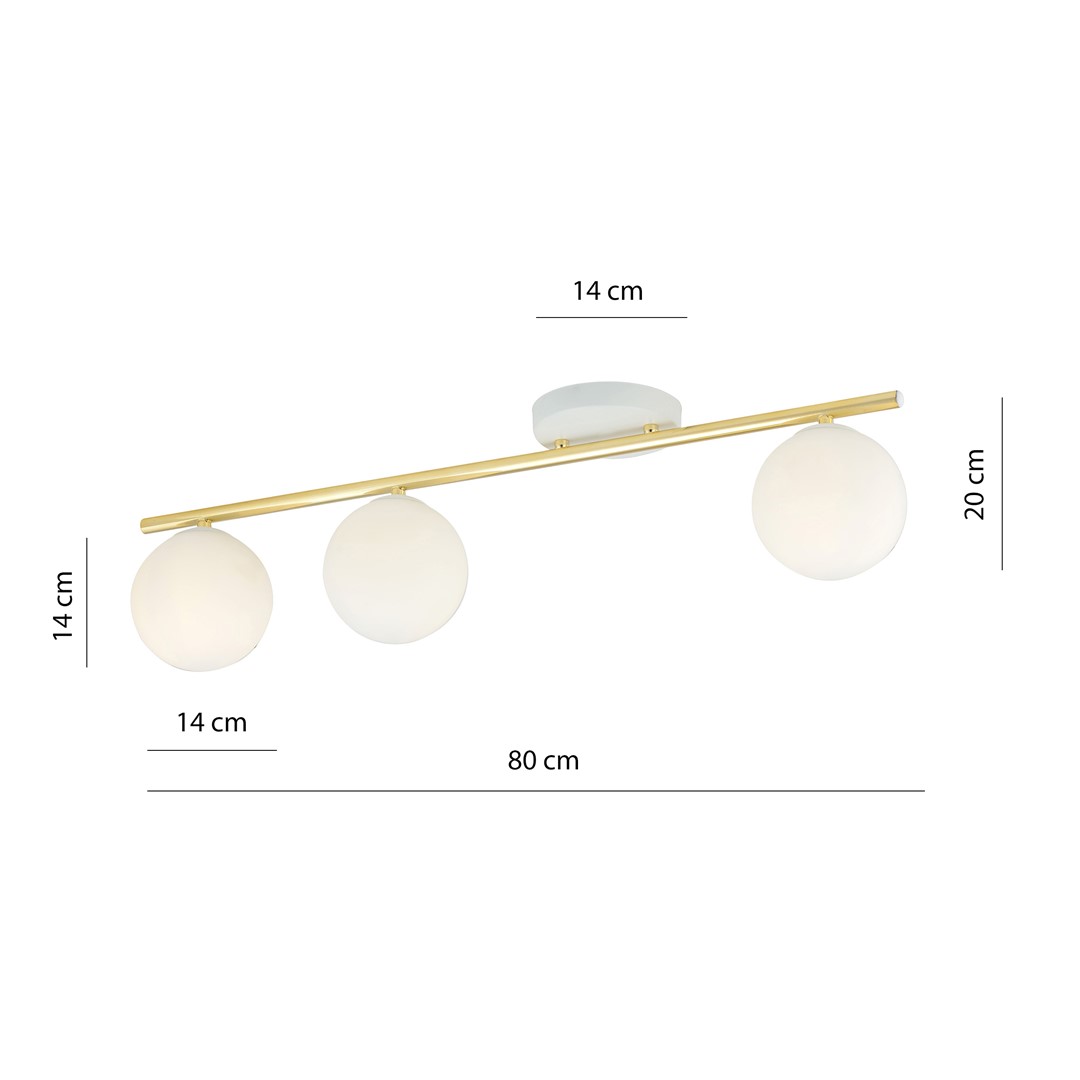 Emibig Stropna svjetiljka MONZA 230V 10W MAX LED E14 Čelik/ Staklo Bijela/ Zlatna - Slika 5