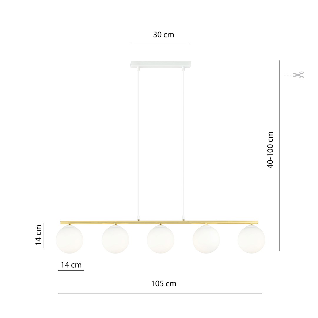 Emibig Visilica ALLORA 230V 10W MAX LED E14 Čelik/ Staklo Bijela/ Zlatna - Slika 5