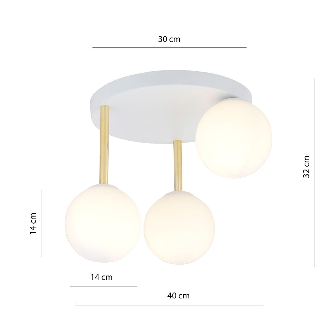 Emibig Stropna svjetiljka DOLCE 230V 10W MAX LED E14 Čelik/ Staklo Bijela/ Zlatna - Slika 5