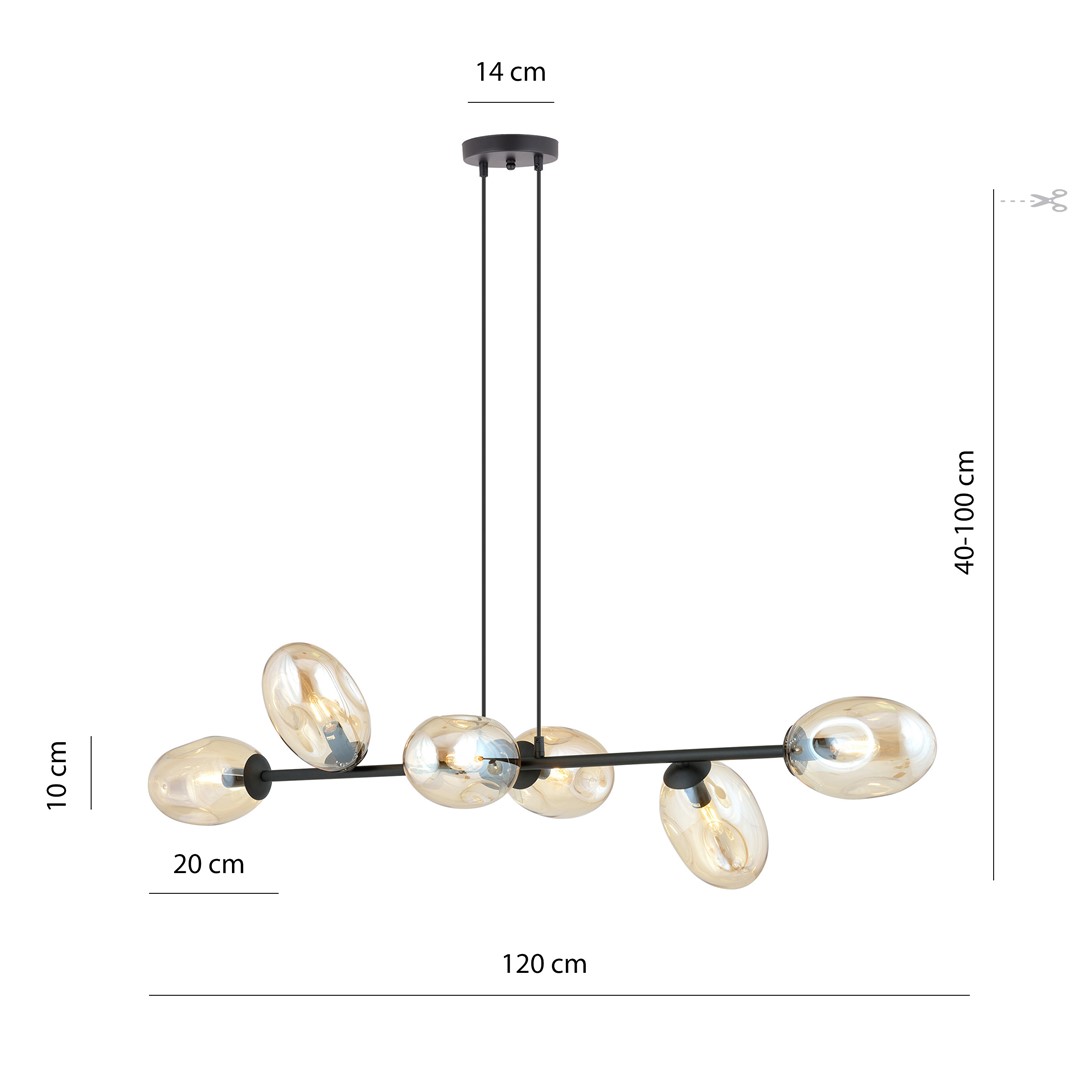 Emibig Visilica PANDORA 230V 10W MAX LED E14 Čelik/ Staklo Crna - Slika 5