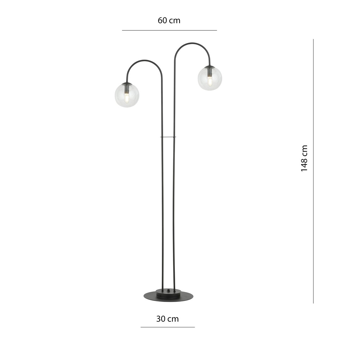 Emibig Podna lampa ARCHI 230V 10W MAX LED E14 Čelik/ Staklo Crna - Slika 3