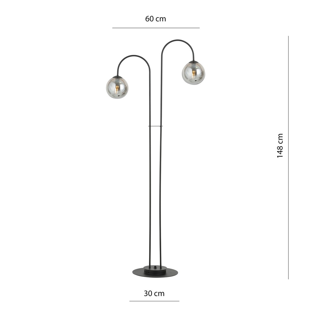 Emibig Podna lampa ARCHI 230V 10W MAX LED E14 Čelik/ Staklo Crna - Slika 3