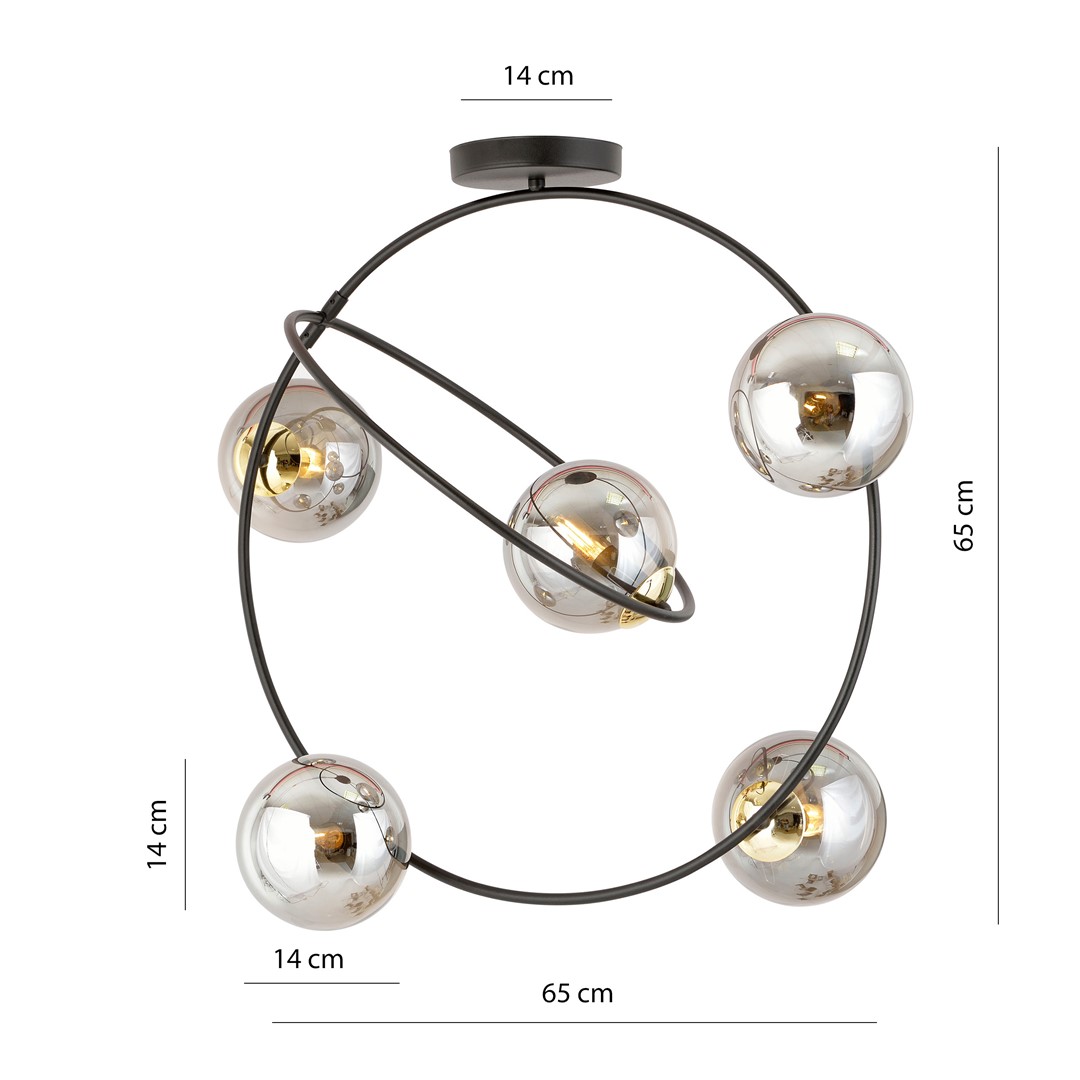 Emibig Luster STARDOM 230V 10W MAX LED E14 Čelik/ Staklo Crna/ Zlatna - Slika 7