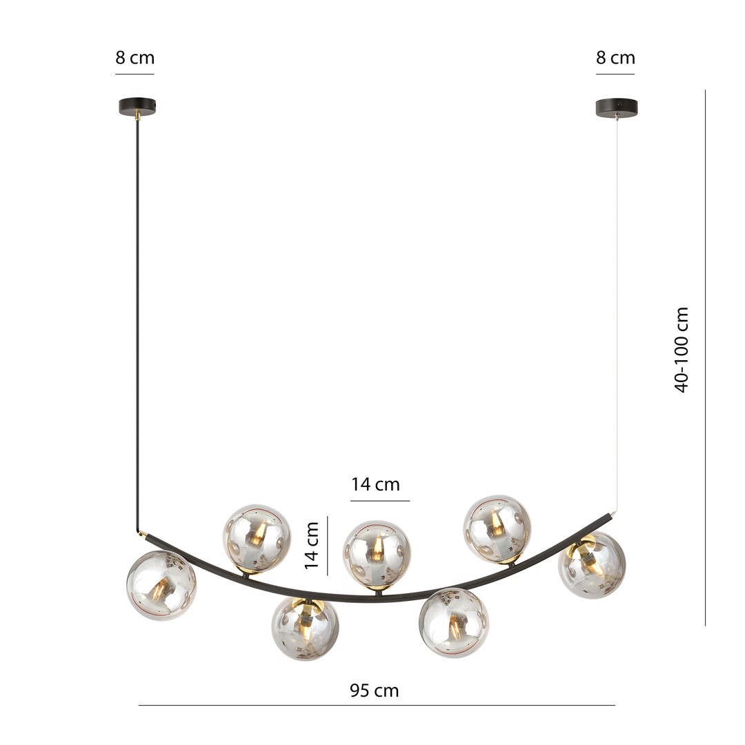 Emibig Visilica RITZ 230V 10W MAX LED E14 Čelik/ Staklo Crna/ Zlatna - Slika 6
