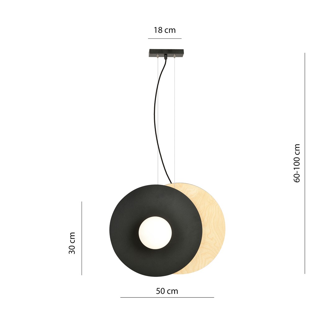 Emibig Visilica SOHO 230V 10W MAX LED E14 Čelik/ Staklo/ Šperploča Crna/ Smeđa - Slika 3