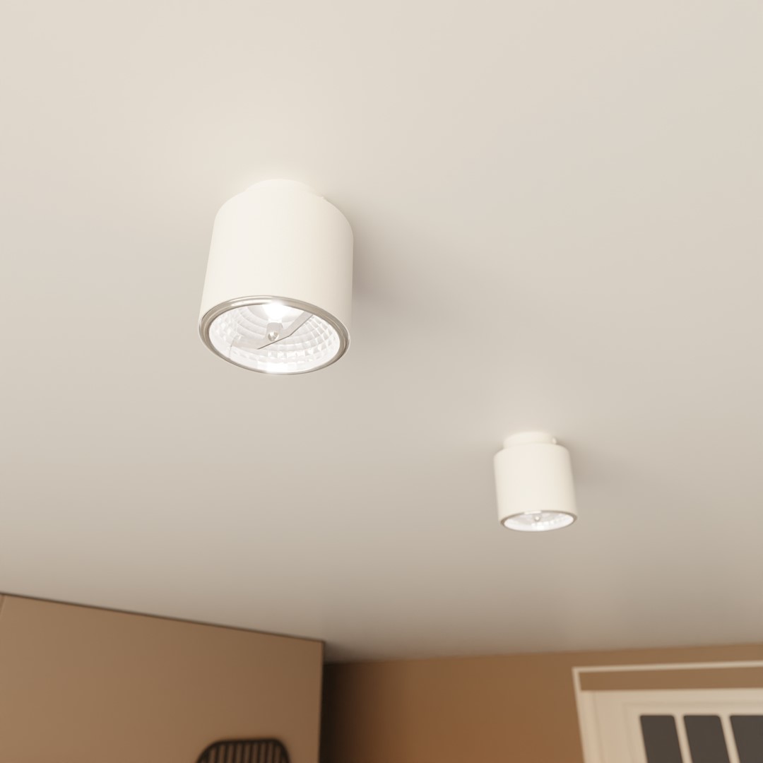 Emibig Stropna svjetiljka NANO 230V 12W MAX LED GU10 AR 111 Čelik Bijela - Slika 3