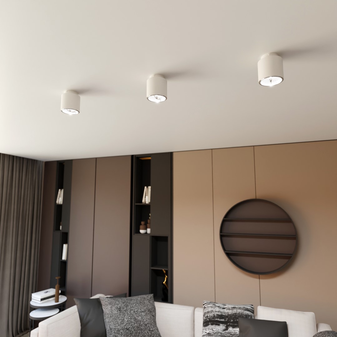 Emibig Stropna svjetiljka NANO 230V 12W MAX LED GU10 AR 111 Čelik Bijela - Slika 4