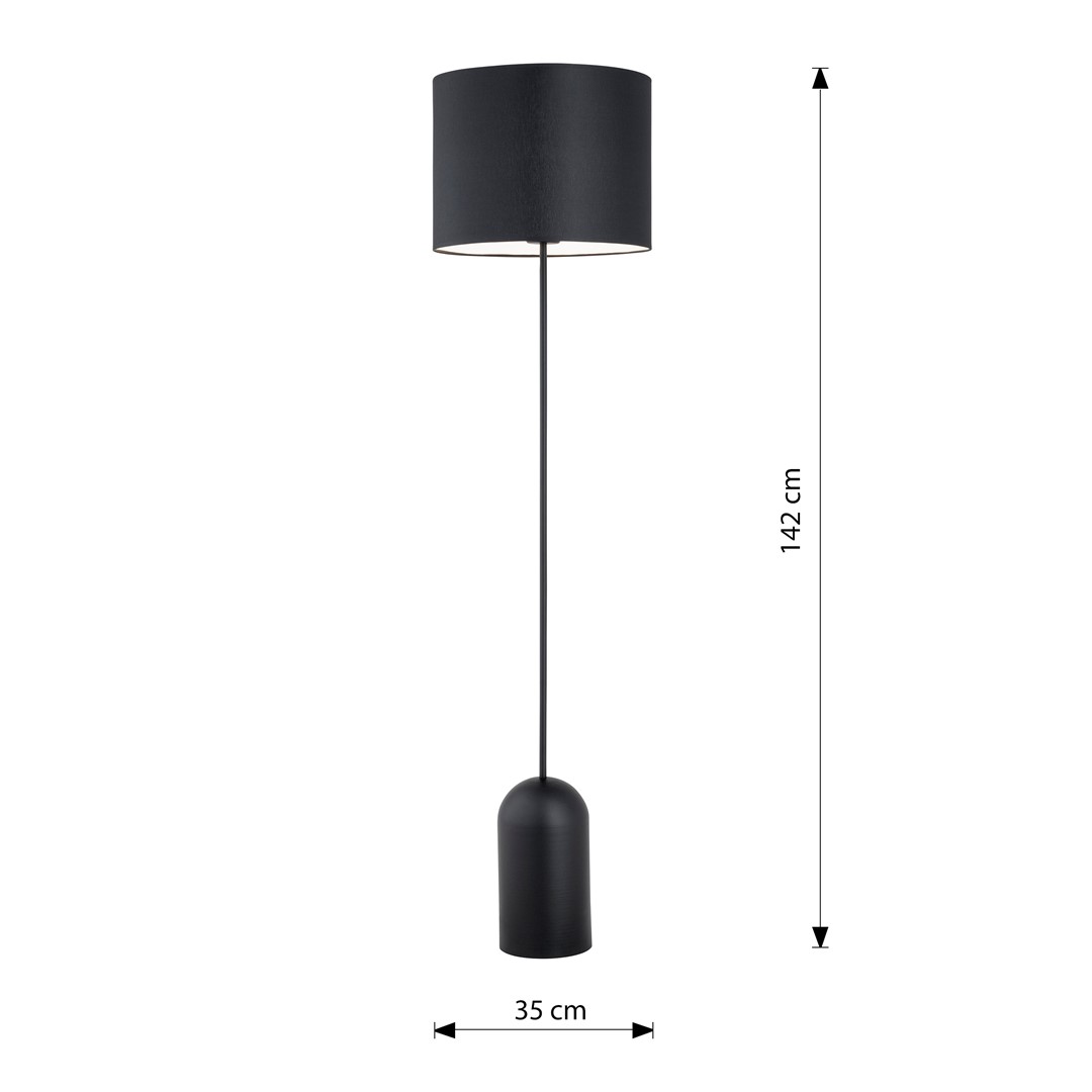 Emibig Podna lampa ASPEN 230V 15W MAX LED E27 Čelik/ Tkanina Crna - Slika 5