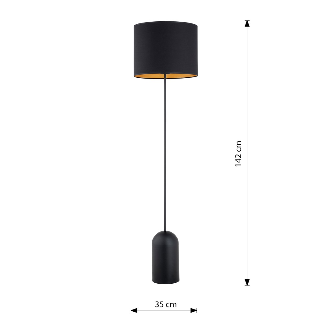 Emibig Podna lampa ASPEN 230V 15W MAX LED E27 Čelik/ Tkanina Crna - Slika 5