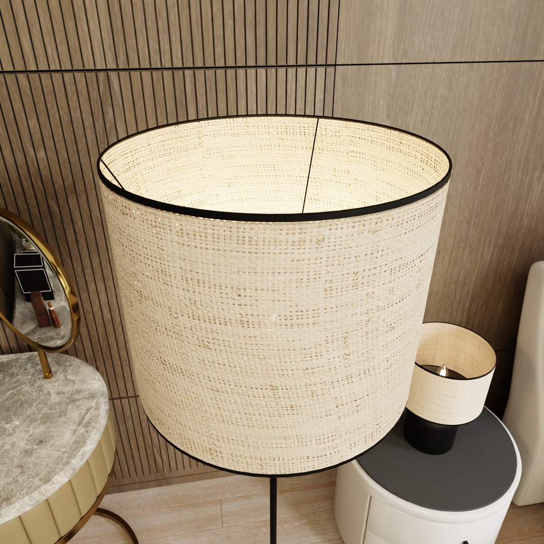 Emibig Podna lampa ASPEN 230V 15W MAX LED E27 Čelik/ Tkanina Crna - Slika 4