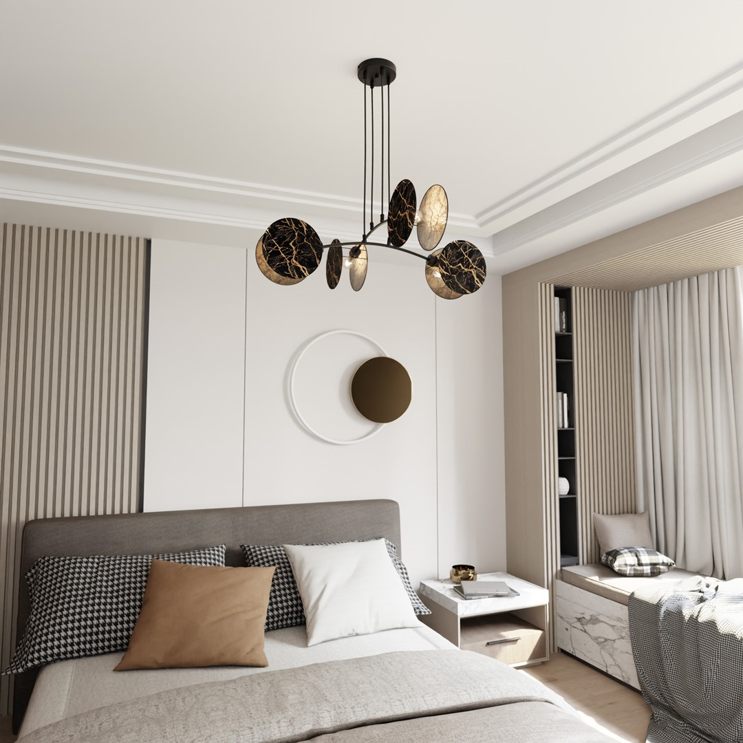 Emibig Visilica MOTIF 230V 15W MAX LED E27 Čelik/ Tkanina Crna - Slika 3