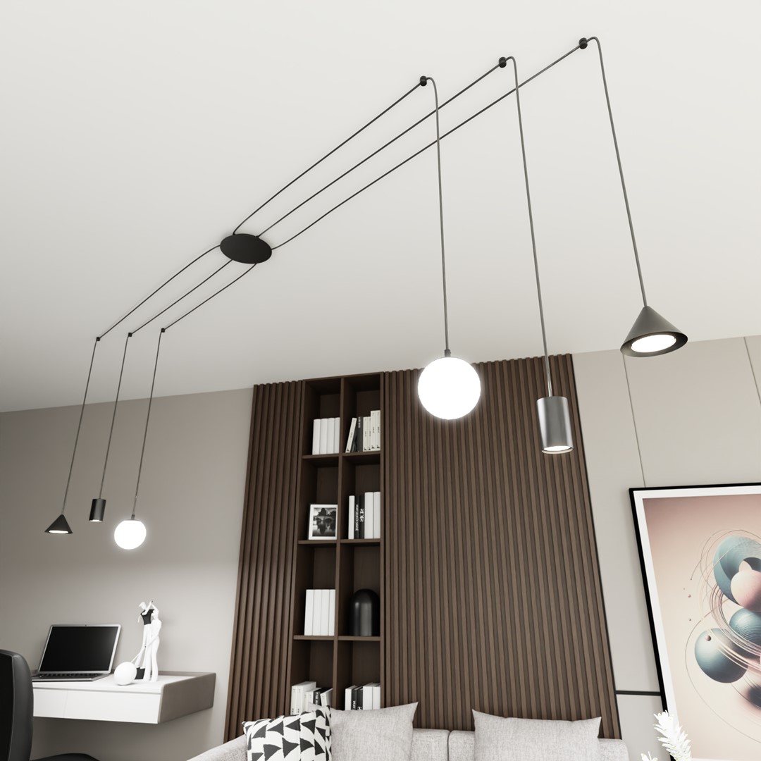 Emibig Visilica FUJI 230V 10W MAX LED E14, GU10, GX53 Čelik Crna - Slika 3