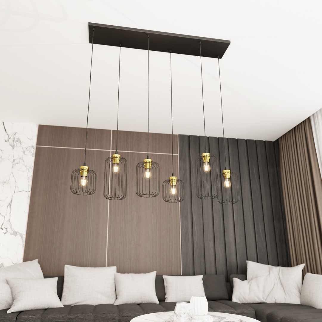 Emibig Visilica VANDER 230V 15W MAX LED E27 Čelik Crna/ Zlatna - Slika 5