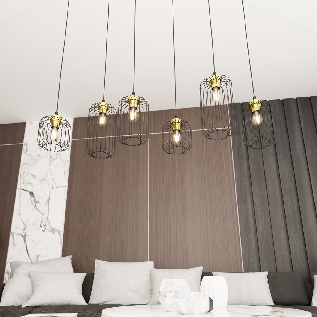 Emibig Visilica VANDER 230V 15W MAX LED E27 Čelik Crna/ Zlatna - Slika 6