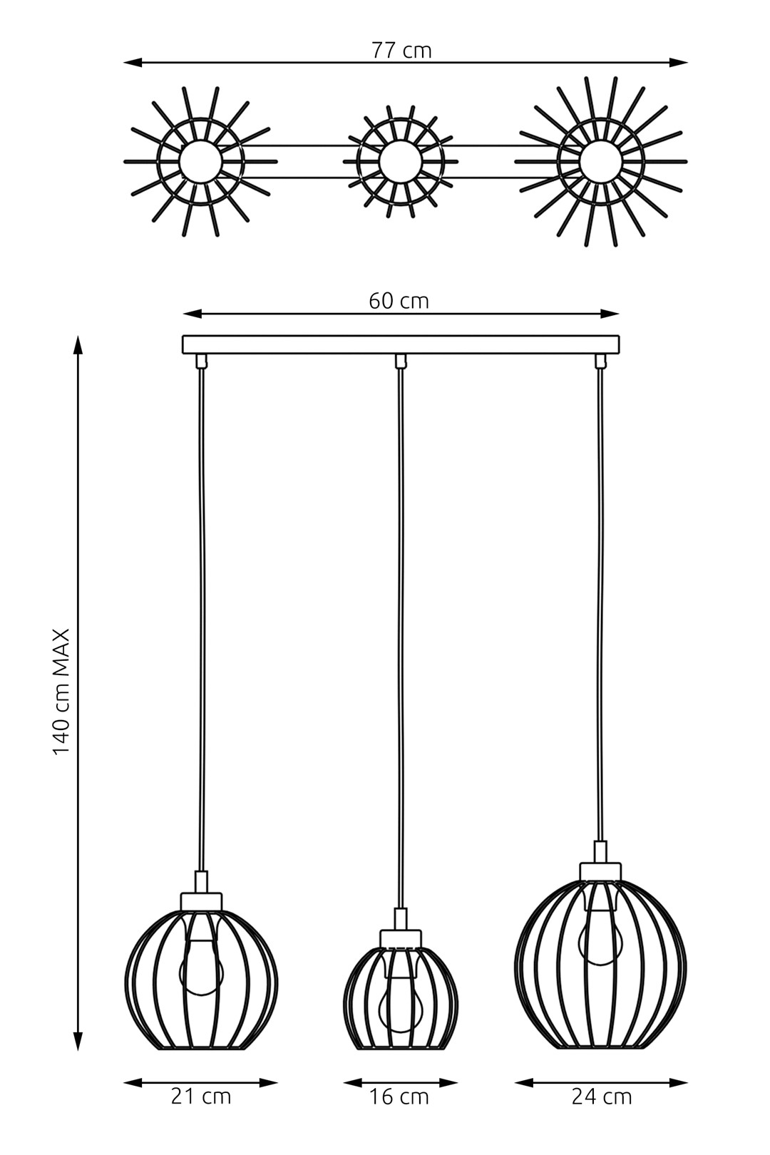 Emibig Visilica NANDO 230V 15W MAX LED E27 Čelik Crna/ Zlatna - Slika 6