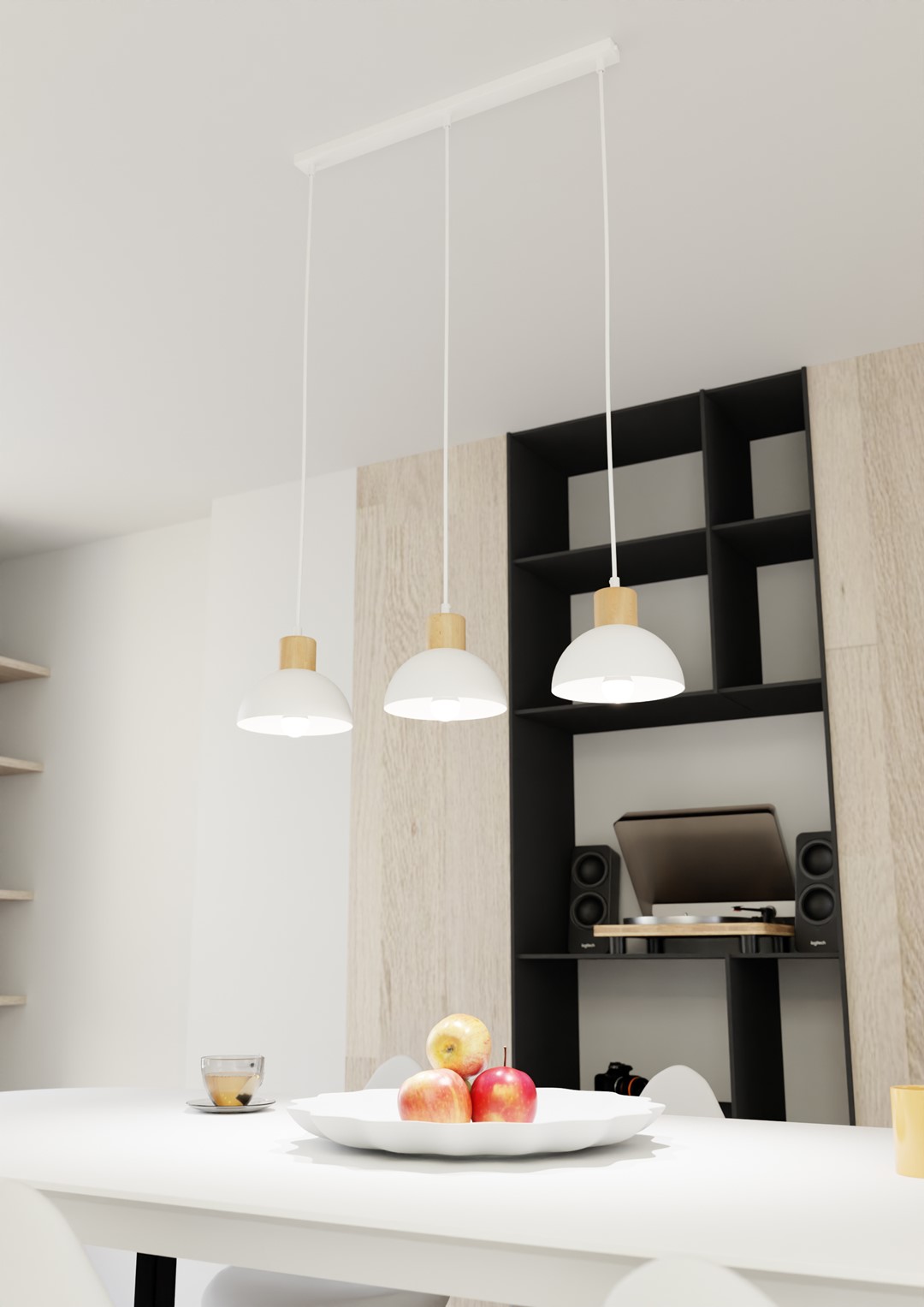 Emibig Stropna svjetiljka SECO 230 V 15W MAX LED E27 Čelik/ Drvo Bijela - Slika 2