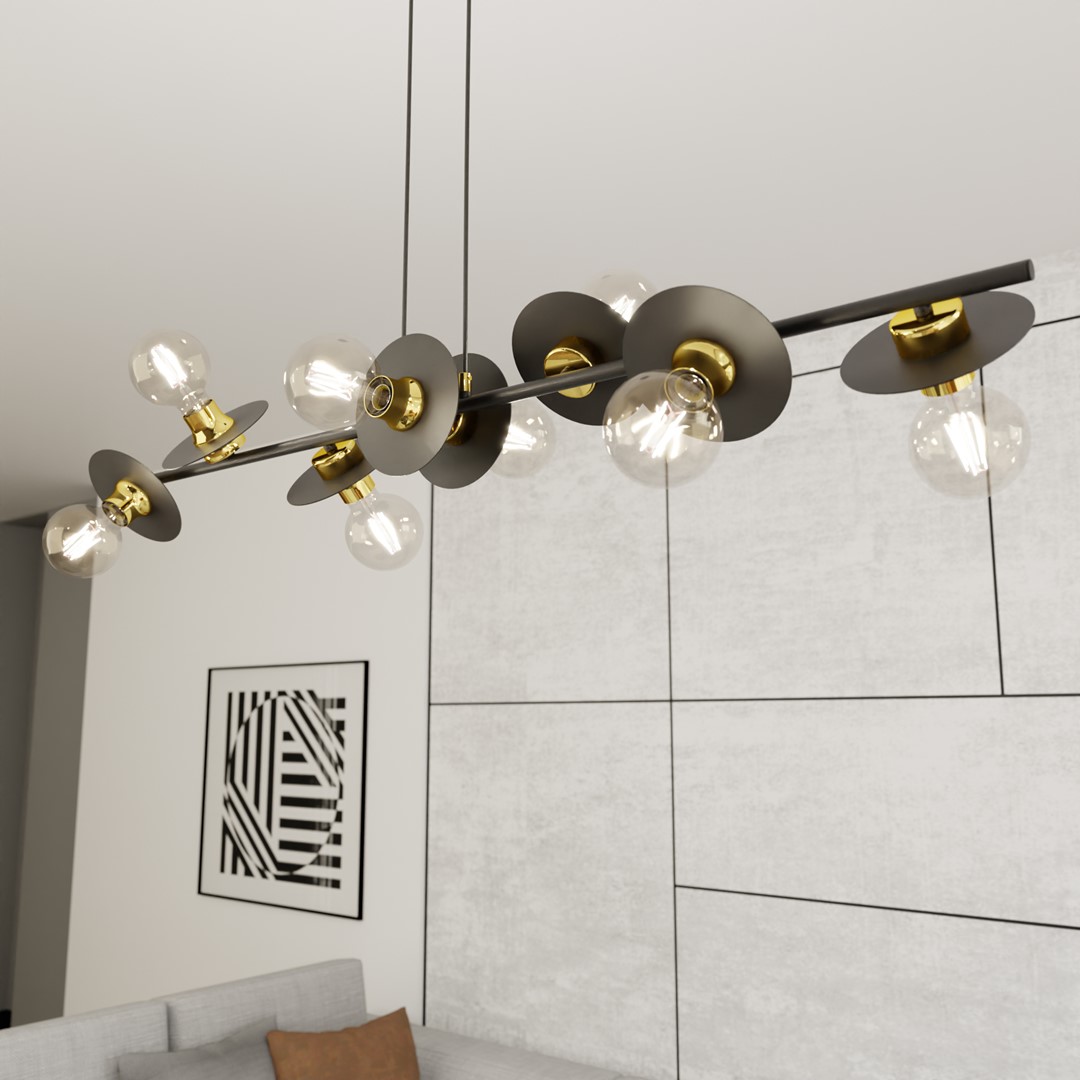 Emibig Visilica TOKEN 230 V 15W MAX LED E27 Čelik Crna/ Zlatna - Slika 2
