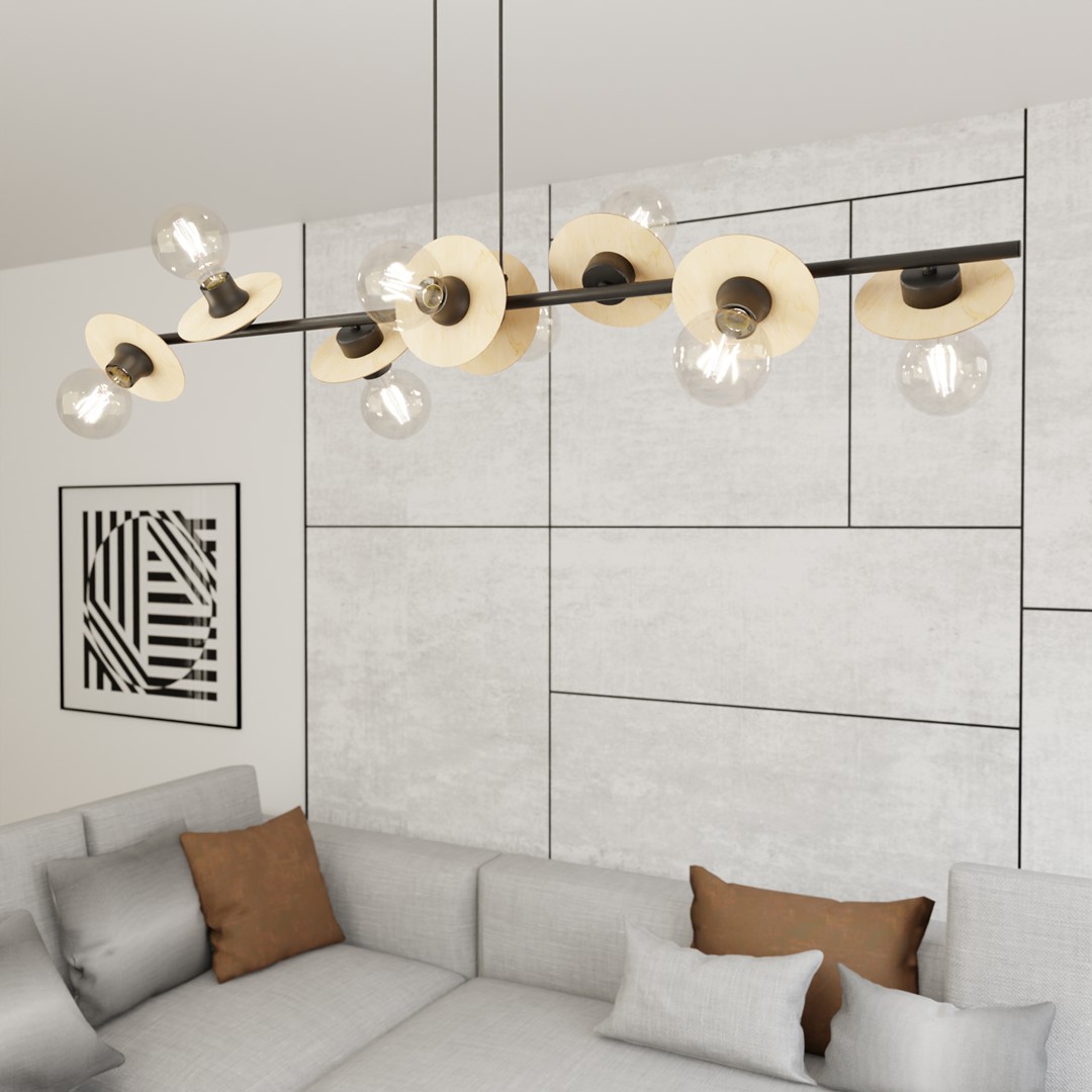 Emibig Visilica TOKEN 230 V 15W MAX LED E27 Čelik/ Drvo Crna - Slika 4