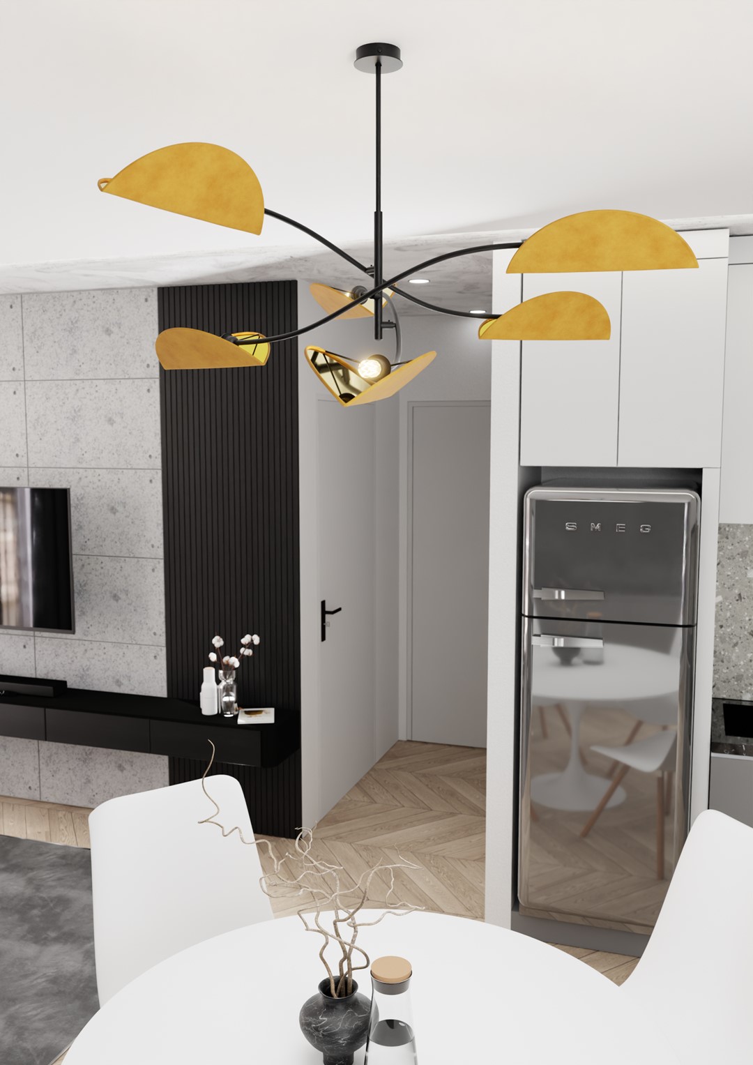 Emibig Stropna svjetiljka LOTUS 230 V 10W MAX LED E14 Čelik/ Tkanina Crna - Slika 3