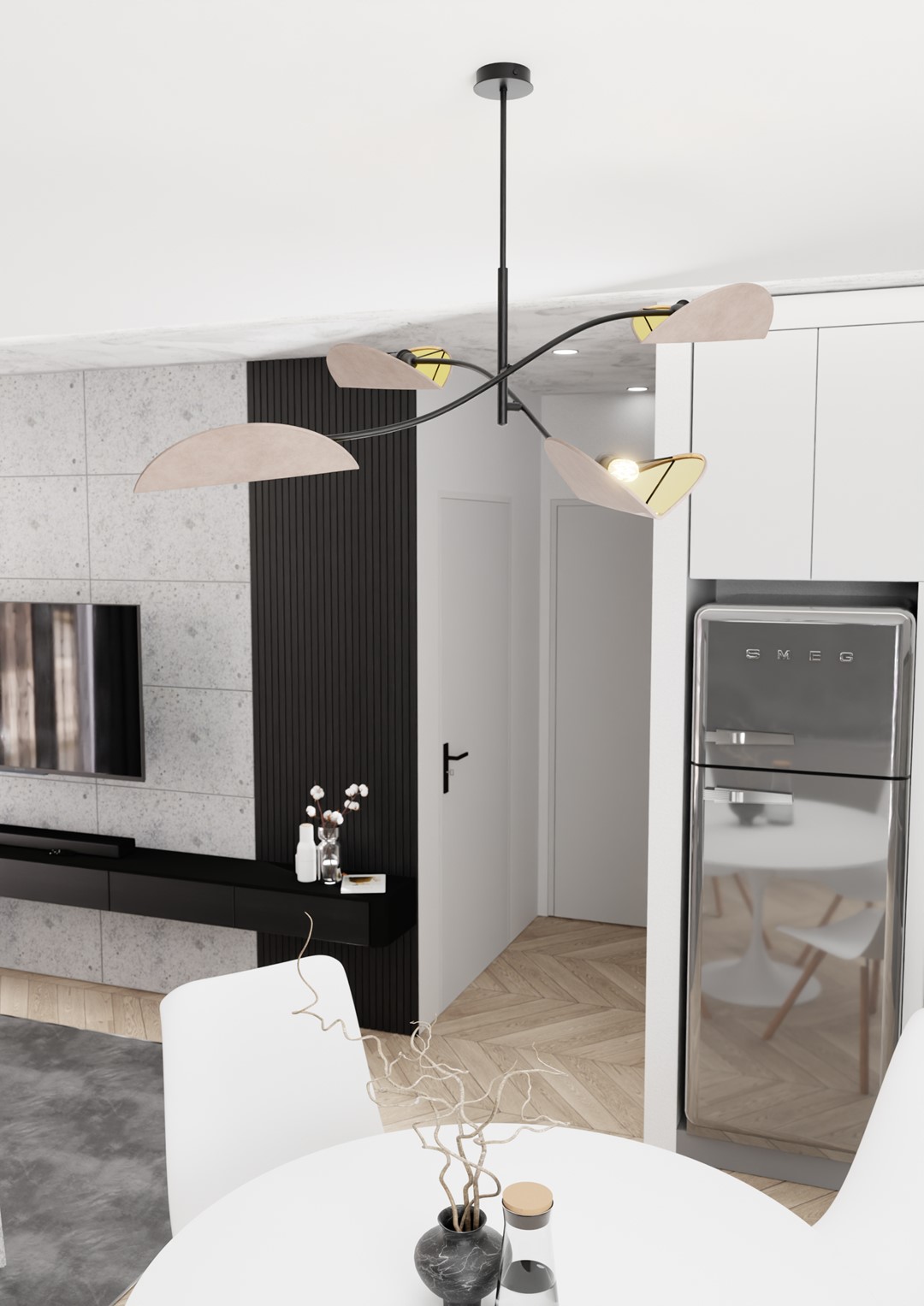 Emibig Stropna svjetiljka LOTUS 230 V 10W MAX LED E14 Čelik/ Tkanina Crna - Slika 3