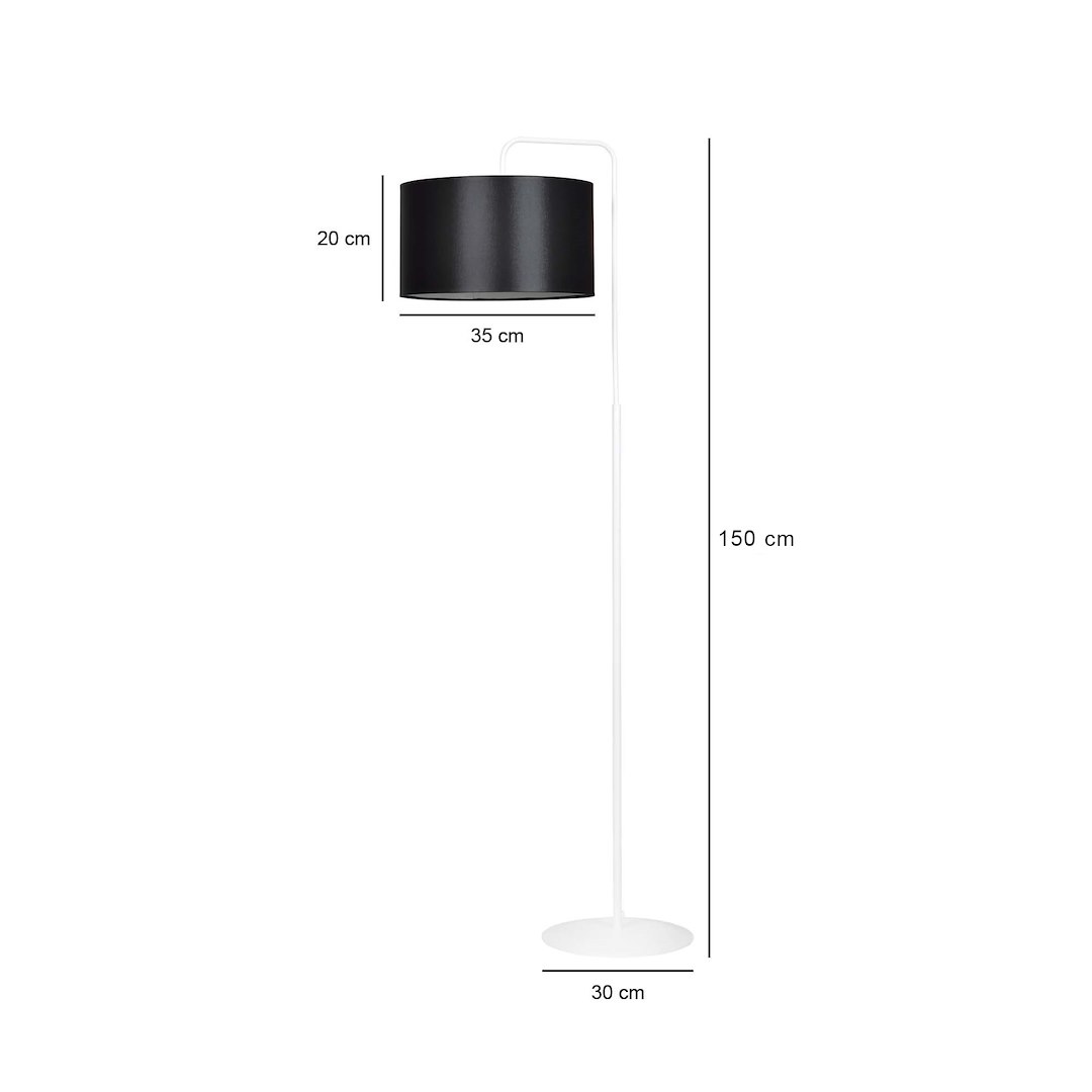 Emibig Podna lampa TRAPO 230V 15W MAX LED E27 Čelik/ Tkanina Bijela - Slika 2