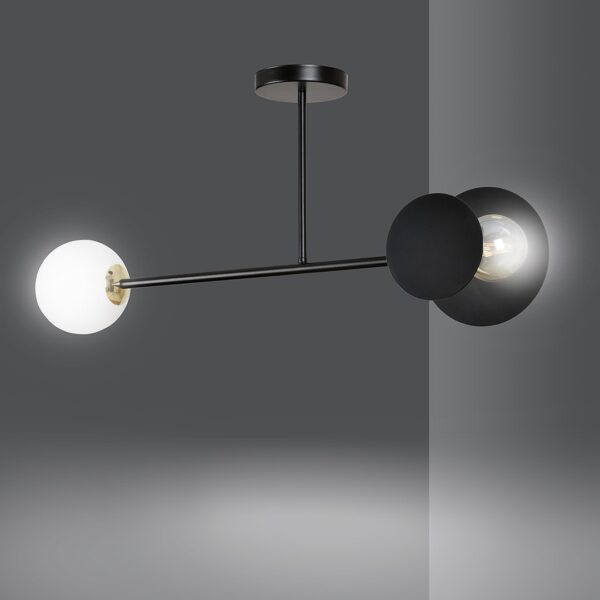 Emibig Stropna svjetiljka MINERVA 230V 15W MAX LED E27 Čelik/ Staklo Crna